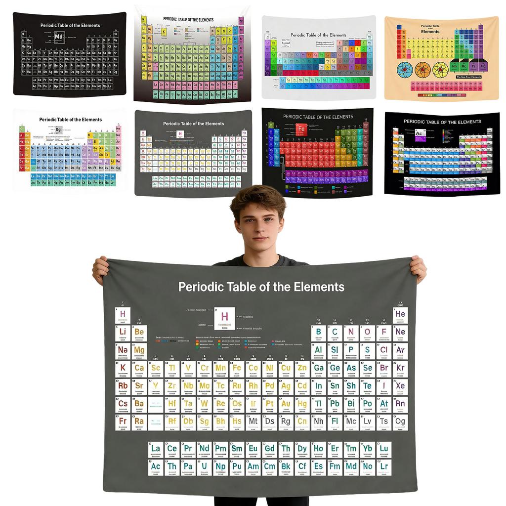 Periodic Table Chemistry Tapestry Science Wall Hanging Educational Art Decor for Dorm Room Home Study Room Wall Curtain