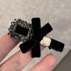 2Pcs Hairpin Velvet Bow Decor Hair Clip with Rhinestones Stable Clamping Force Bangs