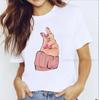 LOVE Red Lips Pink Heart Print T Shirt Women Romantic Slogan Graphic Short Sleeve Valentine Casual Summer Tee