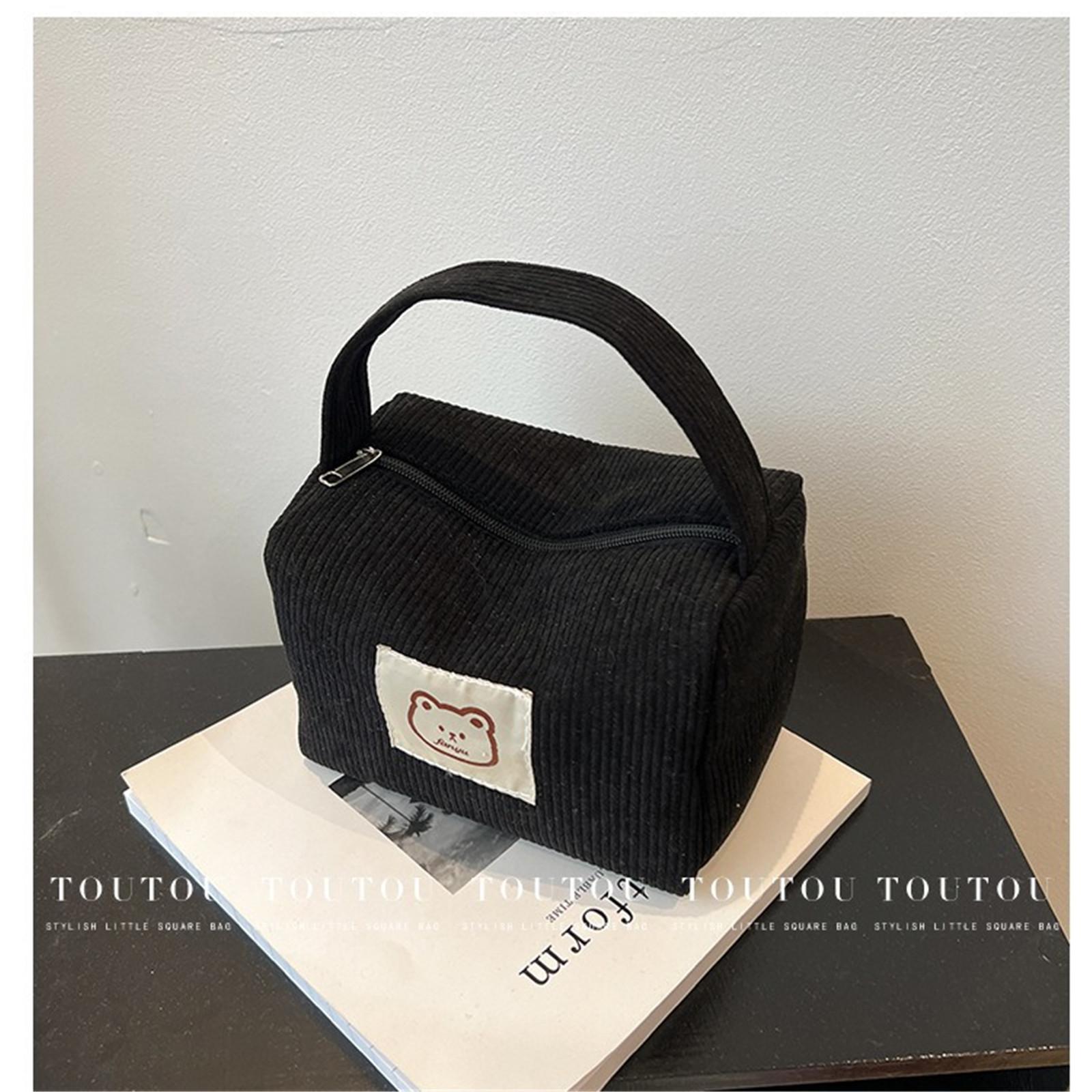 

Fashion Corduroy Cosmetic Bag For Women Multi-Functional Portable Travel Storage Makeup Case With Handle Large Capacity Handbag бежевый