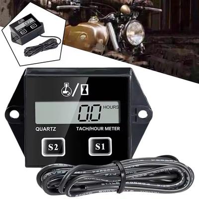 Digital Engine Tach Hour Meter LCD Display Tachometer Engine RPM Gauge Resettable Splashproof for Motorcycle Motor Stroke Engine