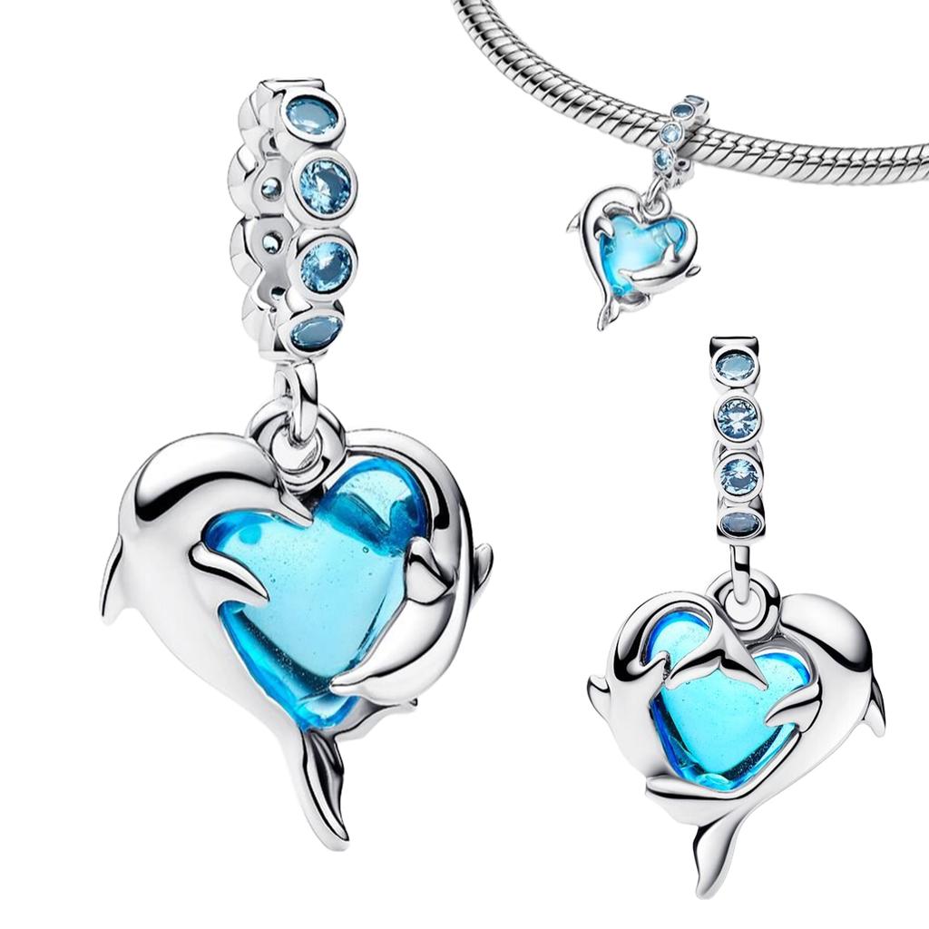 Brandneue Authentische Originale Kupfer Metall Blaue Charm-Perlen-Komponenten Mond Schmetterling Kristallkugel-Perlen-Komponenten Anhänger-Perlen-Komponenten Kompatibel