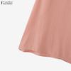 ZANZEA Women Casual Round Neck Solid Color Short Sleeve Blouse