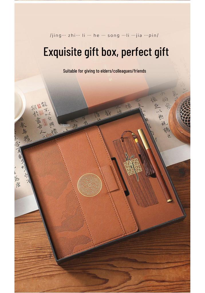 Luxury Mid-Autumn Festival Gift Set with Built-in Pen Holder