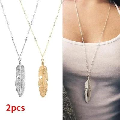 Bohemian Style Feather Pendant Women's Vintage Versatile Tassel Creative Personality Sweater Chain Gold Accessories For Women