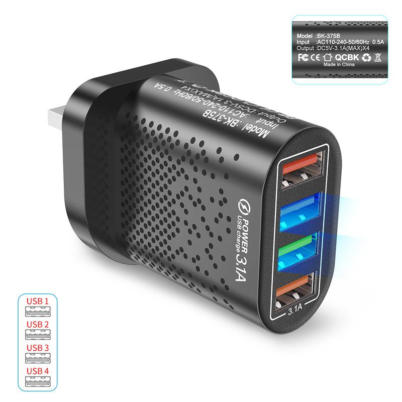 USLION Rýchle nabíjanie 3.0 pre nástennú nabíjačku pre iPhone Rýchle nabíjanie pre Samsung S10 S9 S8 Plug Xiaomi Mi Huawei adaptér nabíjačky mobilného telefónu