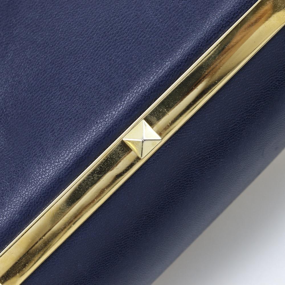 Valentino Garavani Studs ChainShoulder Shoulder Bag Navy blue lambskin Women Used
