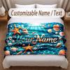 Fish Ocean Theme Soft Blanket Personalized Custom Name Text Print Warm Blanket Home Sofa Bedroom Decor