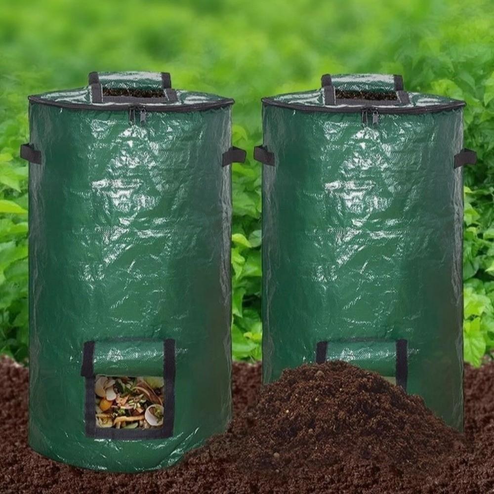 Sealed Compost Bin Bag Zippered Lid Refuse Composter Waste Collector Yard Garbage Bag  Grower