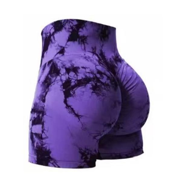 Nahtlose High-Waist Batik-Yoga-Shorts mit Bauchkontrolle und Pfirsich-Po-Lift