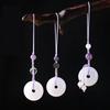 Vintage White Jade Buckle Pendant Phone Strap Chain Accessory Chinese Style Keychain Charm Unique Gift for Women Girls