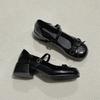 Black French retro thick heel heightening shallow mouth single shoes women's summer 2025 new with skirt versatile Mary Jane shoes