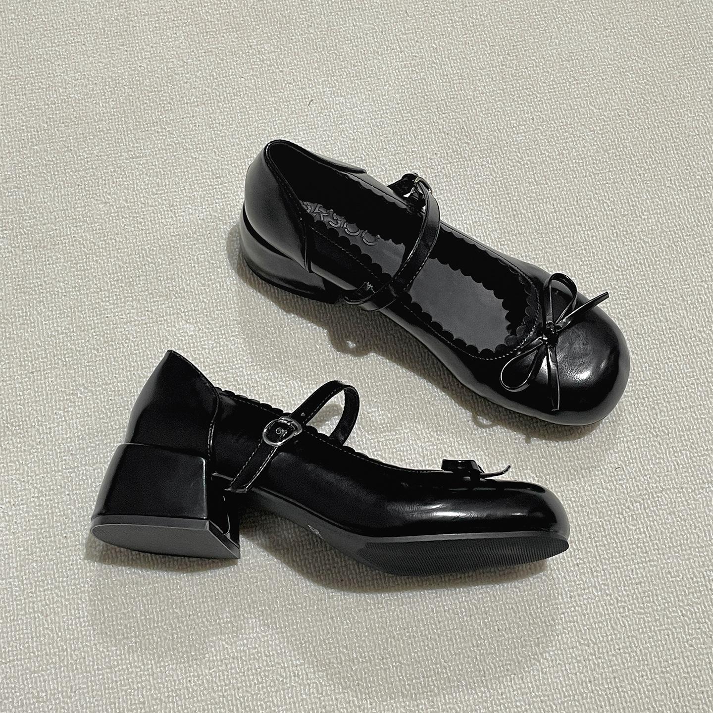 

Black French retro thick heel heightening shallow mouth single shoes women s summer 2025 new with skirt versatile Mary Jane shoes 35 чёрный