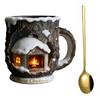 Festive Christmas Mug 3D Tree Bark Texture Themed Santa Reindeer Coffee Cup Resin Holiday Decor Novelty Gifts