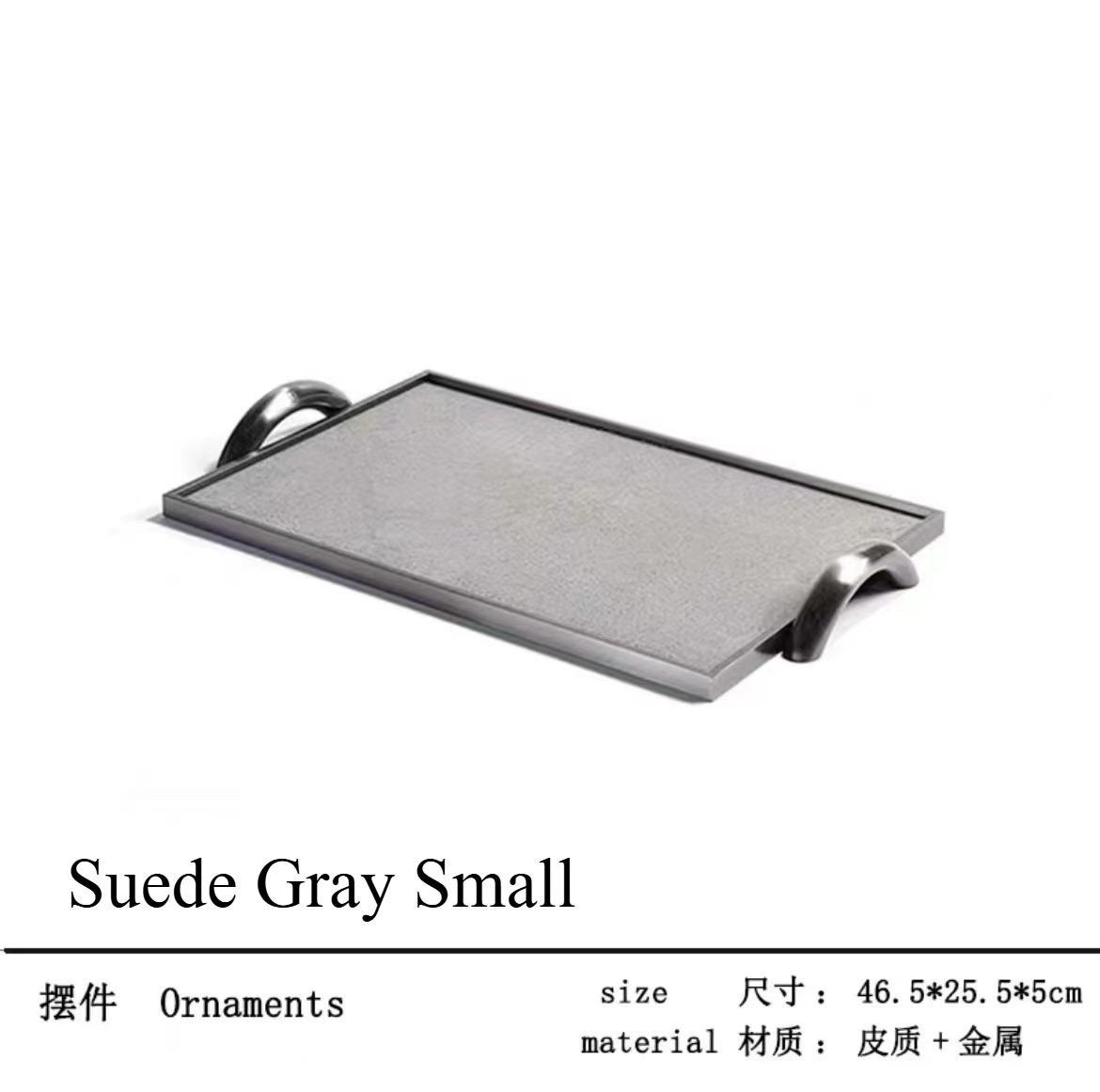 

Creative Leather Tray Modern Simple Metal Decorative Tray Rectangular Pallet with Two Handles Home Decoration Storage Ornaments