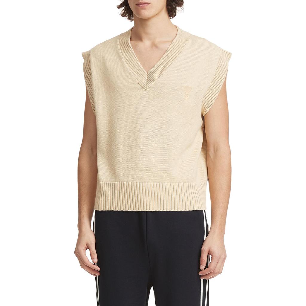 AMIPARIS Tank Tops Men's Beige V-neck Moderate UKS708016714