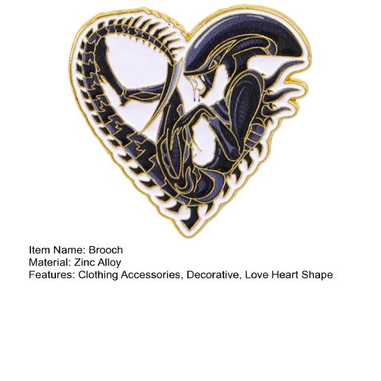 Sci-fi Lovers Brooch Love Heart Aliens Badge Brooch, Shape Enamel Lapel Pin, Clothing Clothes Decorative Pin Accessories for Daily Wear Parties Dates,