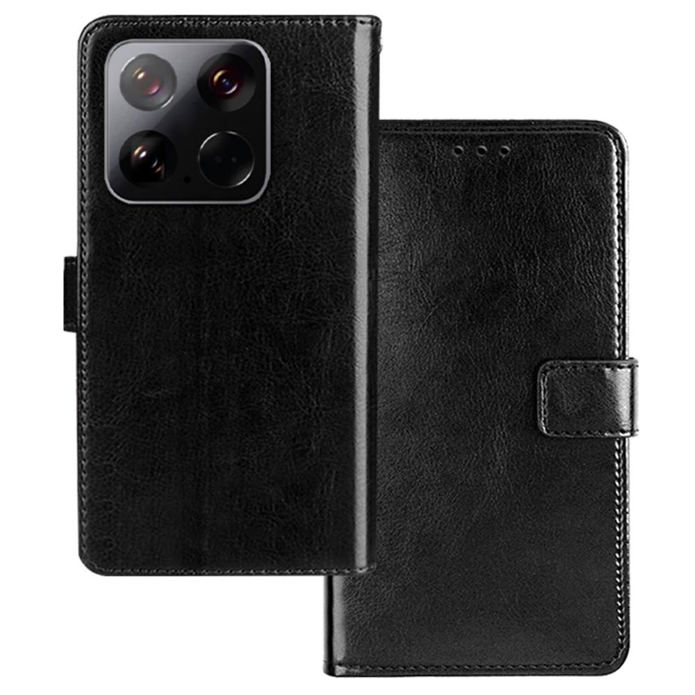IDEWEI For Xiaomi 15 Case Card Slots Holder Leather Phone Cover Crazy Horse Texture