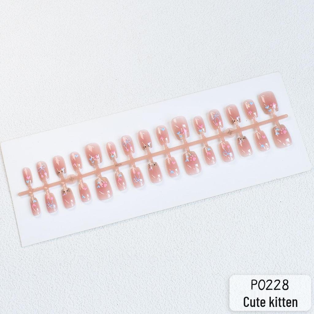 Schattige Kitten Babyroze Kattenoog Plaknagels voor Meisjes - 30 stuks