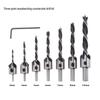 Three-Point Woodworking Chamfer Countersink Drill Bit Set (3mm-10mm) High-Speed Steel