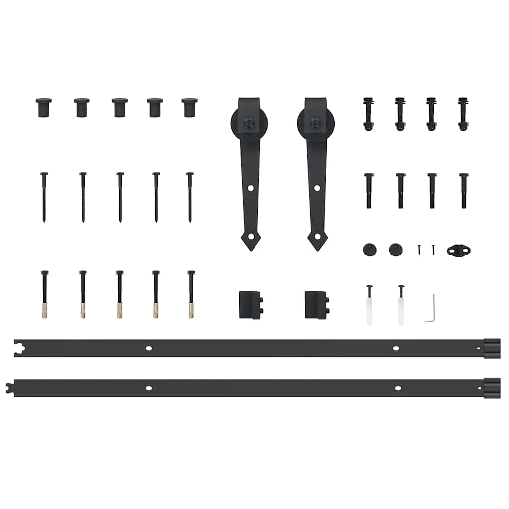 Vidaxl System for Sliding Door Installation, 213.5 Cm, Steel, Black