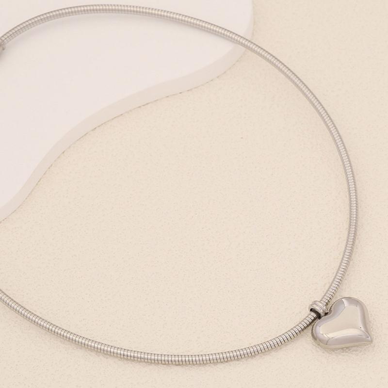 Stylish Heart/Sphere Shaped Pendant Neckchain Snake Bone Chain Clavicle Necklace Elegant Jewelry for Trendy Women Girls