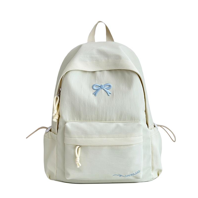 Rucksack im koreanischen Stil mit mädchenhafter Stickerei und Schleife - Leichtgewicht für College & Mittelschule