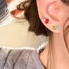 Asymmetrical Contrasting Color Dripping Oil Zircon Letter Stud Earrings For Women'S Summer Fresh And Fashionable Simple Temperament Versatile Earrings