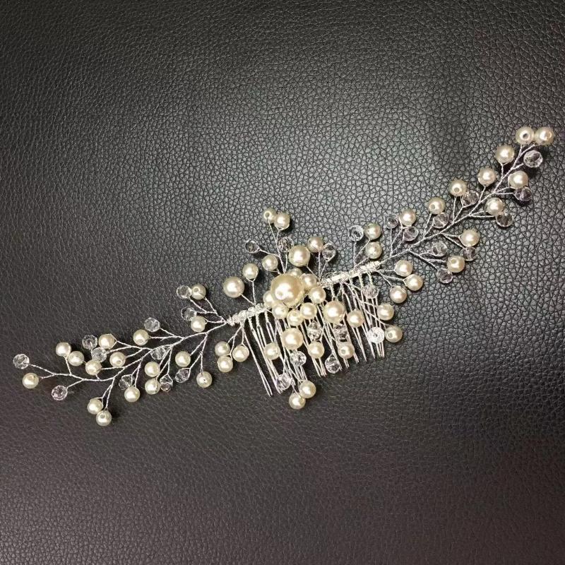 Kobiety Biżuteria do włosów dla nowożeńców Crystal Peals Grzebienie do włosów Suknia ślubna Akcesoria do włosów Szpilki do włosów Ręcznie robione ozdoby do włosów