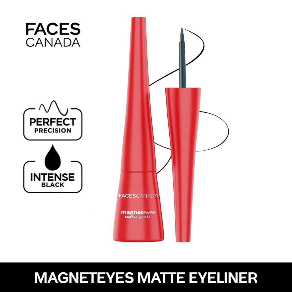 FACES CANADA Magneteyes Eyeliner - Black, 4.5ml | Intense Matte Finish | Quick Drying | 24HR Long Lasting | Fine Tip For Precise Smooth Applicati