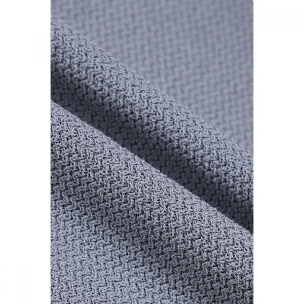 Customellow Grey Texture Half Round Neck Sweater Cwwam25422gyx