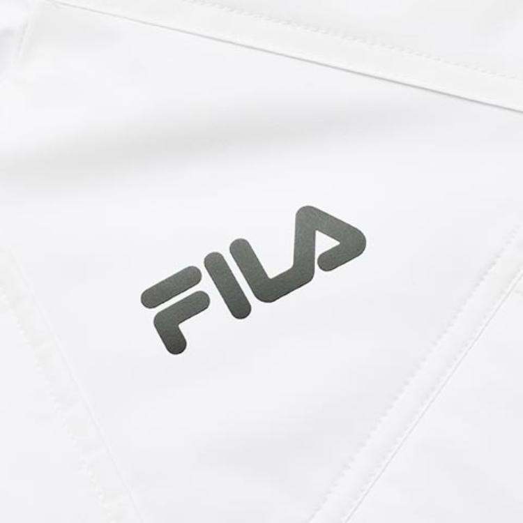 Fila Logo Print Loose Fit Drop Shoulder Hooded Cotton Jacket Winter Women Jackets White F11W249908F-WT