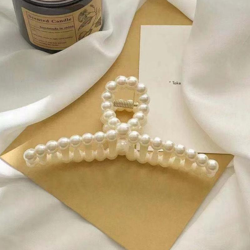 Retro Gradient Beaded Hair Claw Women's Geometric Plastic Hairpin Clip Fashion Everything Hair Clip Hair Accessories