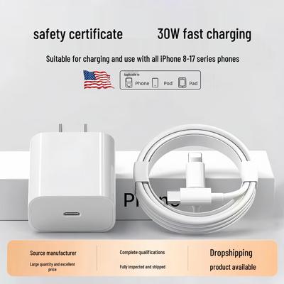 3C Certified PD30W Fast Charger for Mobile Phones, 20W Apple-Compatible Charging Set