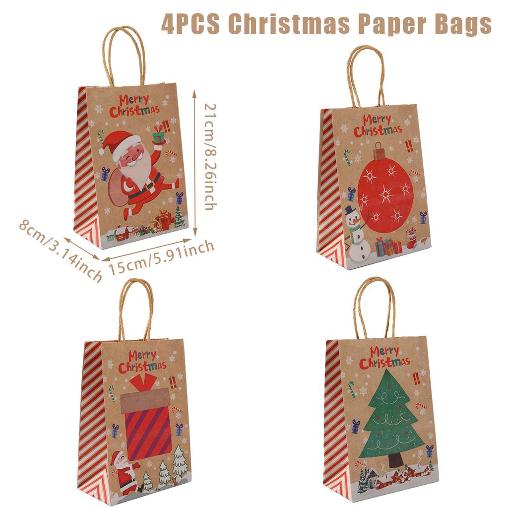 Christmas Kraft Paper Gift Bags Xmas Candy Cookies Gift Tote Bag Christmas Decoration 2025 for Home Navidad Noel New Year 2025
