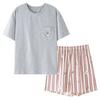 New pajamas women's summer cotton short-sleeved shorts set casual loose solid color Korean simple round neck loungewear