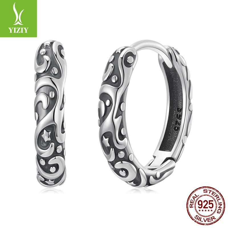 S925 Sterling Silver Earrings Women'S, Personalized High-End Zircon Ring Earrings Jewelry