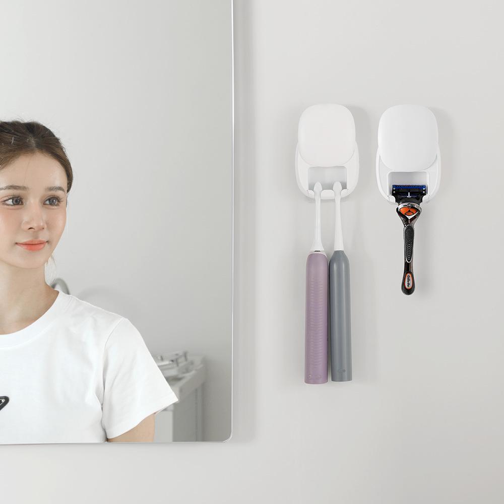 Punch-Free Wall-Mounted UVC Toothbrush Sterilizer and Dryer Holder