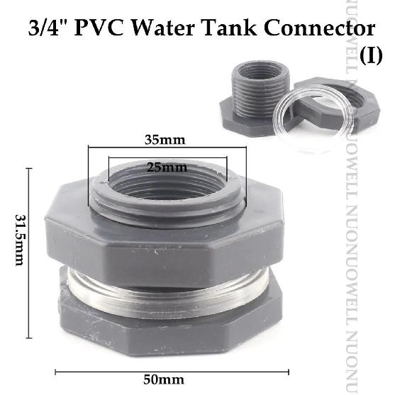 1PCS PVC 1/2"3/4"1"Water Tank Connector Drain Pipe Accessories Aquarium Joints Water Pipe Fittings Thread Adaptor Tank Bulkhead