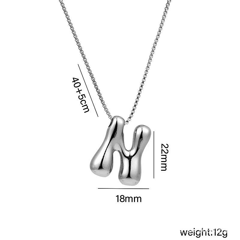 Charming Chubby Brass Polished 26-Letter Silver Pendant Necklace for Women