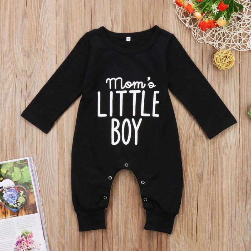 Mote Nyfødt Småbarn Spedbarn Baby Gutter Romper Langermet Jumpsuit Lekedress Små gutteantrekk Svarte klær
