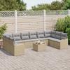 Ensemble de Canapé de Jardin de 11 Pièces avec Coussins en Rattan Poly Noir, Canapé de Jardin 2 Places avec Coussins 3345890