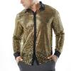 Mens Long Sleeve Performance Wear Scale Shirt Long Sleeve Collar 70s Disco Party Clothes