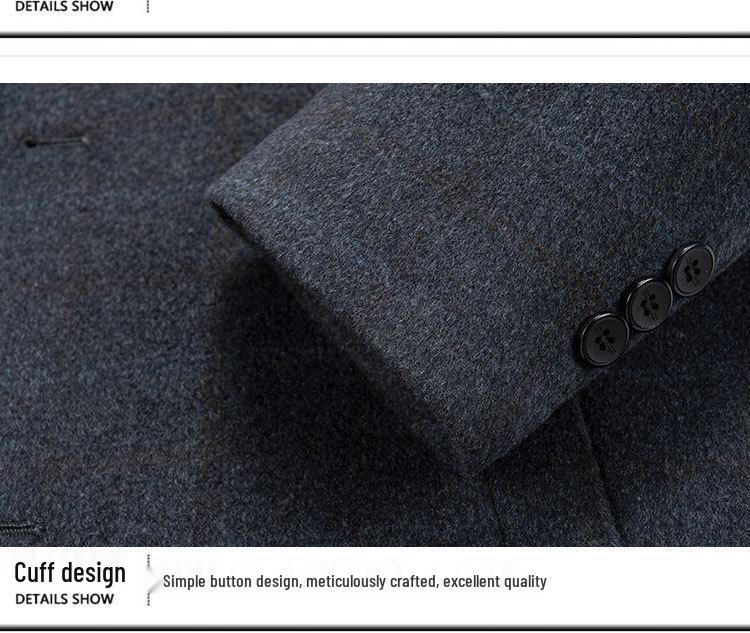 Men's Business Casual Wool Coat with Detachable Down Liner for Autumn and Winter