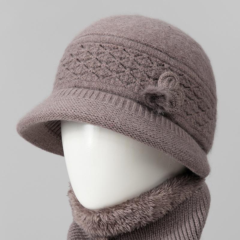 Hat female winter thermal hat piled thick knitted wool hat mother-in-law cotton hat