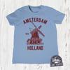 Kids Amsterdam Holland Windmill T-Shirt, Vintage Style