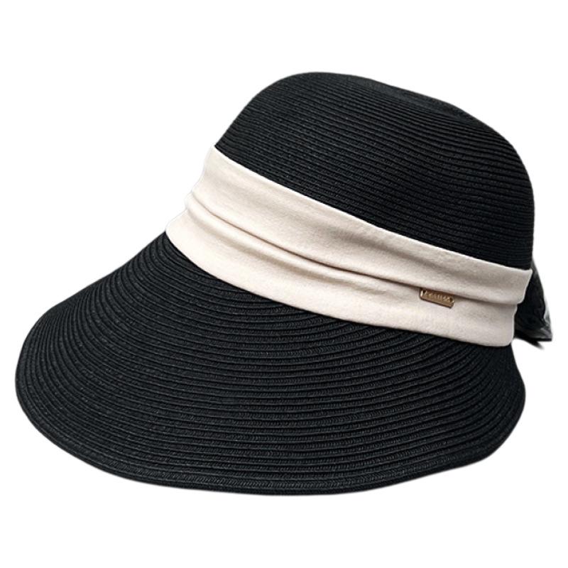 25 French Big-Brimmed Straw Hat Women'S Summer Beach Vacation Travel Sunscreen Sunshade Bucket Hat Foldable