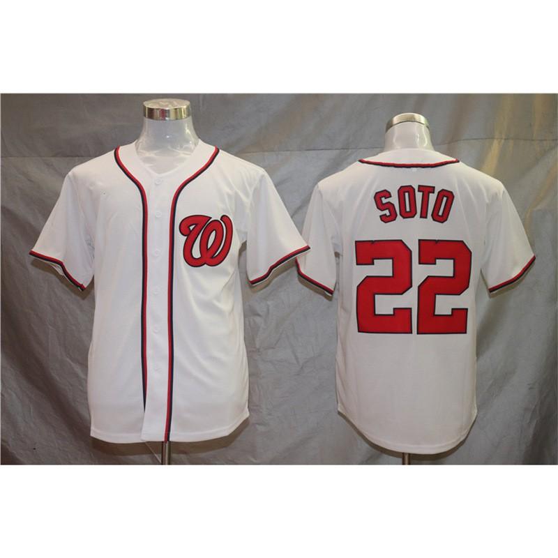 Mens Loose Fit Baseball Jersey T-Shirt Washington Nationals Fan Edition Cotton Blend Sportswear