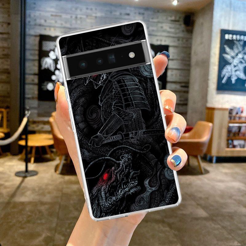 Phone Case For Google Pixel 9 8 7 6 9A 8A 7A 6A 5 4 5A 4A 3A Pro XL Soft Clear TPU Transparent Cover Japanese Samurai Art