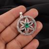 Chrome Diopside Gemstone 925 Sterling Silver Jewelry Flower Chain Pendant 1.48" CP-29-1